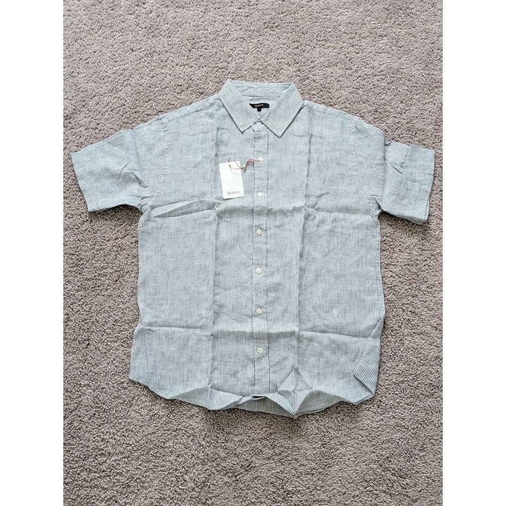 Quince 100% European Linen Relaxed Short Sleeve Shirt Mens Large Flax NWT